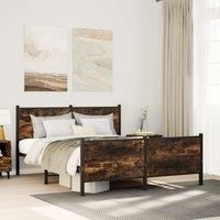 Metal Bed Frame without Mattress Smoked Oak 140x200 cm