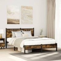 Metal Bed Frame without Mattress Smoked Oak 140x200 cm