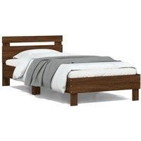 Bed Frame without Mattress with LED Lights Brown Oak 100x200 cm