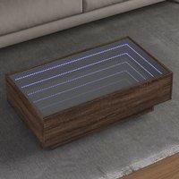 Coffee Table with LED Brown Oak 90x50x30 cm Engineered Wood