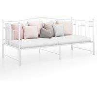Pull-out Sofa Bed Frame White Metal 90x200 cm
