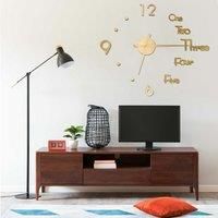 3D Wall Clock Modern Design Gold 100 cm XXL