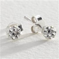 Revere Sterling Silver Round Crystal Ball Stud Earrings