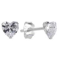 Revere Heart Cubic Zirconia Sterling Silver Stud Earrings