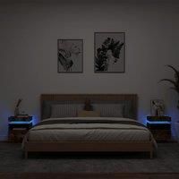 Bedside Cabinets with LED Lights 2 pcs Smoked Oak 40x39x48.5 cm