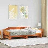 Daybed with Trundle without Mattress Wax Brown 90x190 cm Single Solid Wood