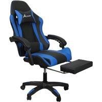 Racing 360 Reclining Swivel Gaming Chair Reclining PU Leather With Footrest & Massager Blue