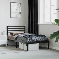 Metal Bed Frame with Headboard Black 100x200 cm