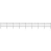 Garden Fence with Spear Top Steel 13.6x1.2 m Black