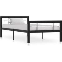 Bed Frame Black and White Metal 100x200 cm