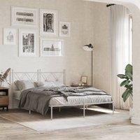 Metal Bed Frame without Mattress with Headboard White 140x190cm