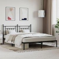 Metal Bed Frame with Headboard Black 183x213 cm