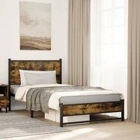 Metal Bed Frame without Mattress Smoked Oak 100x190 cm