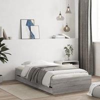 Bed Frame with Drawers without Mattress Grey Sonoma 90x200 cm