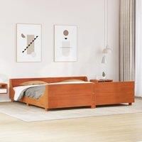 Bed Frame without Mattress Wax Brown 200x200 cm Solid Wood Pine