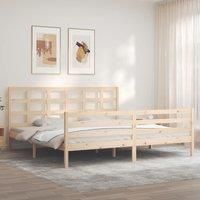 Bed Frame with Headboard 200x200 cm Solid Wood
