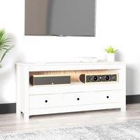TV Cabinet White 114x35x52 cm Solid Wood Pine
