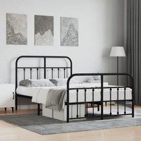 Metal Bed Frame with Headboard and Footboard Black 120x200 cm