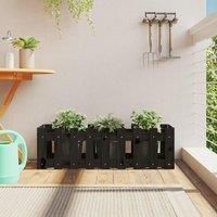 Garden Raised Bed with Fence Design Black 100x30x30 cm Solid Wood Pine