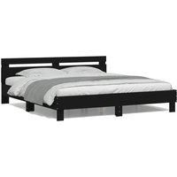 Berkfield Home Bed Frame with LED without Mattress Black 180x200 cm Super King