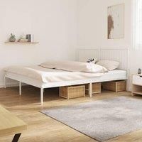 Metal Bed Frame with Headboard White 183x213 cm