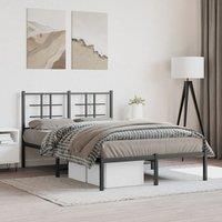 Metal Bed Frame without Mattress with Headboard Black 120x200cm