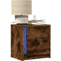 Bedside Cabinet with LED Lights Smoked Oak Engineered Wood
