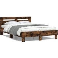 Bed Frame without Mattress Smoked Oak 120x200 cm