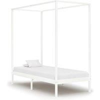 Canopy Bed Frame White Solid Pine Wood 100x200 cm