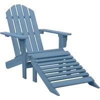 Garden Adirondack Chair with Ottoman Solid Fir Wood Blue
