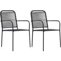 Garden Chairs 2 pcs Cotton Rope and Steel Black