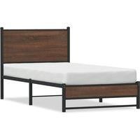 Metal Bed Frame without Mattress Brown Oak 75x190 cm Small Single