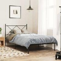 Metal Bed Frame without Mattress with Headboard Black 100x190cm