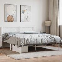 Metal Bed Frame with Headboard White 140x200 cm