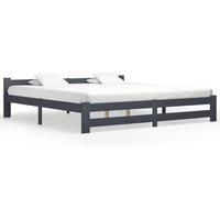 Bed Frame Dark Grey Solid Pine Wood 200x200 cm