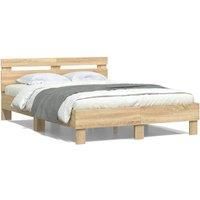 Berkfield Home Bed Frame with LED without Mattress Sonoma Oak 120x200 cm in Brown | Size: Small Double