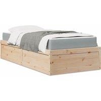 Bed with Mattress 90x200 cm Solid Wood Pine