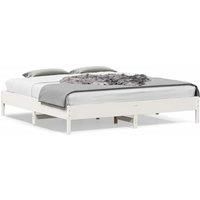 Bed Frame without Mattress White 180x200 cm Super King Solid Wood Pine