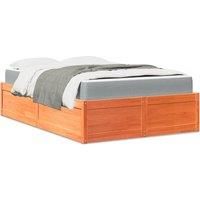 Bed with Mattress Wax Brown 140x190 cm Solid Wood Pine