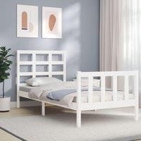 Bed Frame with Headboard White 90x200 cm Solid Wood
