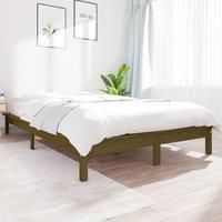 Bed Frame Honey Brown 135x190 cm Double Solid Wood Pine