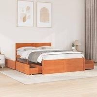 Bed Frame without Mattress Wax Brown 120x190 cm Small Double Solid Wood Pine