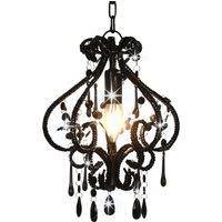 Ceiling Lamp with Beads Black Round E14