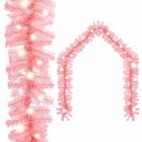 Christmas Garland with LED Lights 20 m Pink