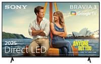 Sony BRAVIA 3 – Direct LED | X-Balanced Speaker | Dolby Vision/Atmos | IMAX Enhanced | Google TV (2025) | Google Cast | Apple AirPlay 2| Eco Dashboard 2 | Game Menu 2 – 43-inch
