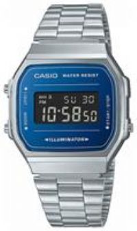 Casio Vintage Illuminator Blue Digital Dial/Stainless Steel Bracelet A168WEM-2BEF