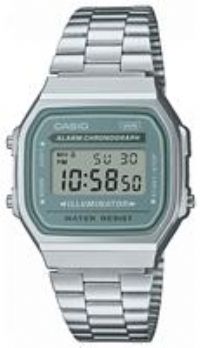 CASIO Digital Watch for Unisex-Adults Quartz with Stainless Steel Strap A168WA-3AYES, silver