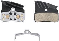 SHIMANO N04C disc pads and spring, alloy/stainless back with cooling fins, metal sintered, Black, One Size