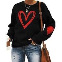Sweatshirt With Heart Design - 6 Sizes And 2 Colours - Black