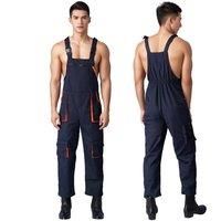 2024 New Color Block Multi-pocket Overalls Labor Protective Worker Pants Uniforms Men's Working